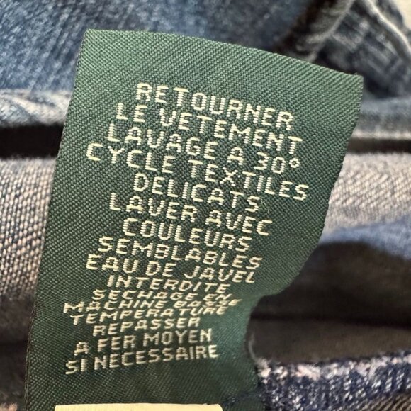 Lauren Ralph Lauren Cotton Denim Triple Ruffle Hem True  Wrap Midi Dress Size 10 - Picture 13 of 14